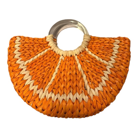 Kate Spade Rare Orange Slice with a Twist Wicker Straw Bag Collectors Dream - Picture 4 of 8